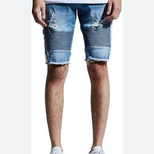 EMBELLISH BOLT ACID WASH BIKE SHORTS